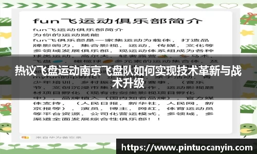 热议飞盘运动南京飞盘队如何实现技术革新与战术升级
